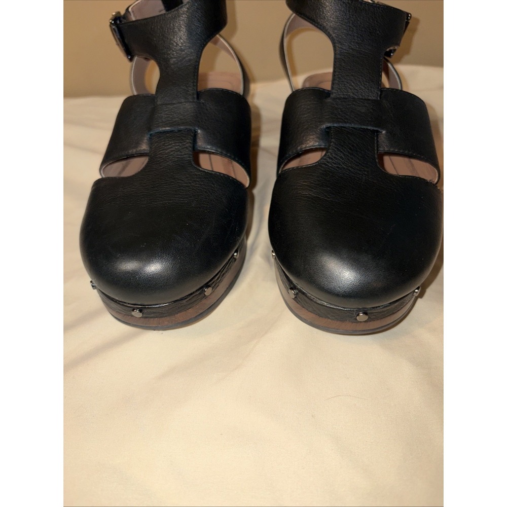 Vionic Faye Clog Sandals 7 Black Leather Buckle Strap Adjustable Platform EU 38 - Picture 6 of 13